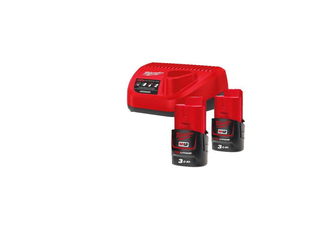 Milwaukee M12 NRG-302 sada akumulátorů a nabíječky